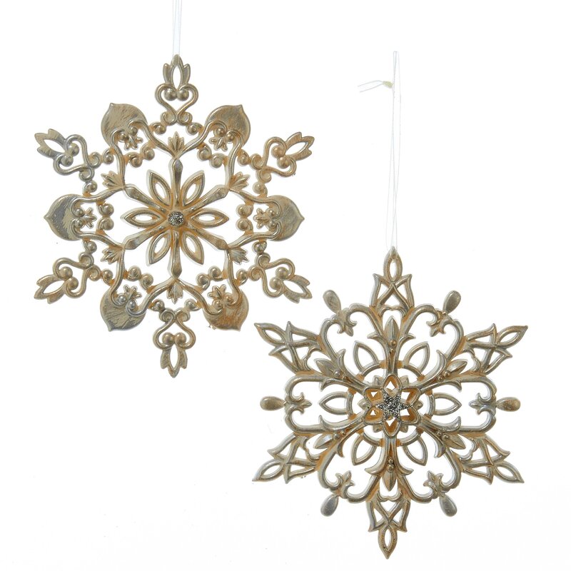2 Piece Glitter Snowflake Ornament Set & Reviews | Joss & Main