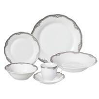 White Lorren Home Trends 24 Piece Isabella Design Porcelain Wavy Edge Dinnerware Set 