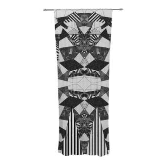 30 x 84 Sheer Curtains Kess InHouse Laura Nicholson Ribbon Ring Black Abstract Decorative Set