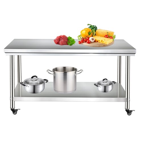 Wrought Studio Addlie Metal Prep Table | Wayfair