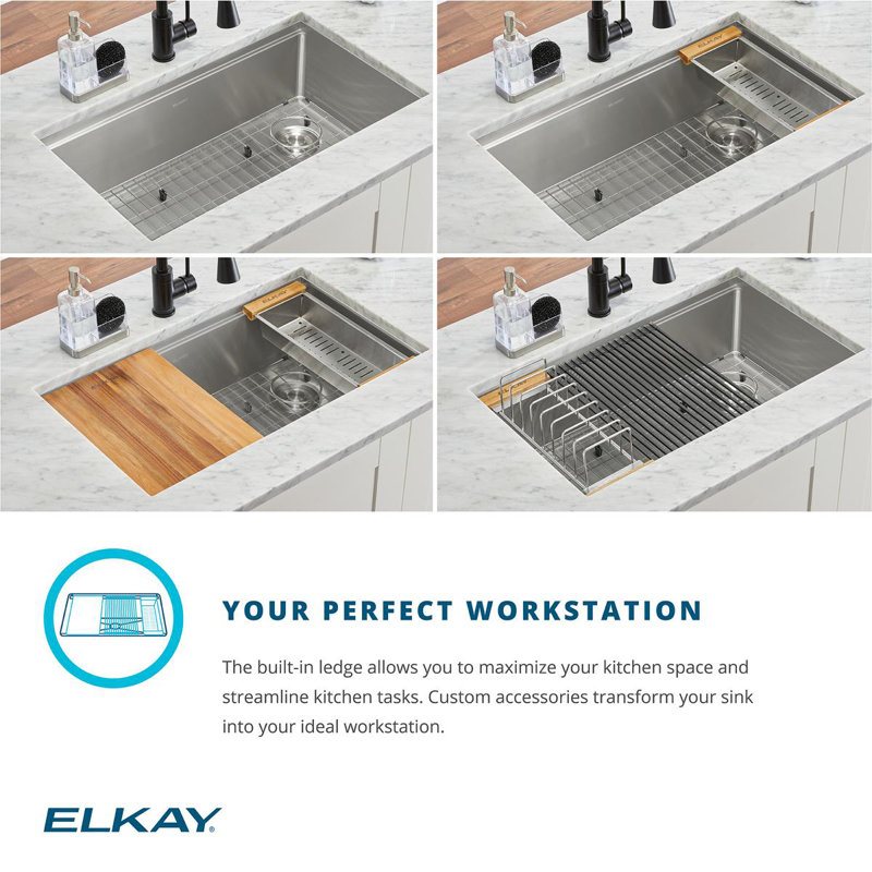 Elkay Crosstown 18 Gauge Workstation Stainless Steel 32 L X 19 W Single Bowl Undermount Kitchen Sink With Sink Grid And Drain Assembly Reviews