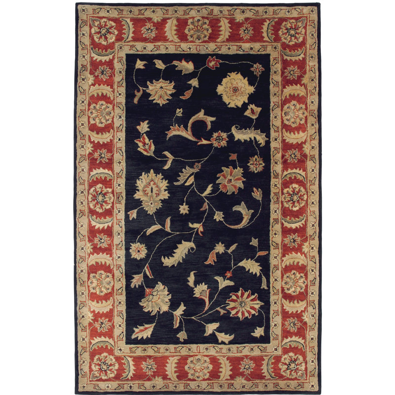 Darby Home Co Ashtown Oriental Hand Tufted Wool Black Red Area Rug Wayfair