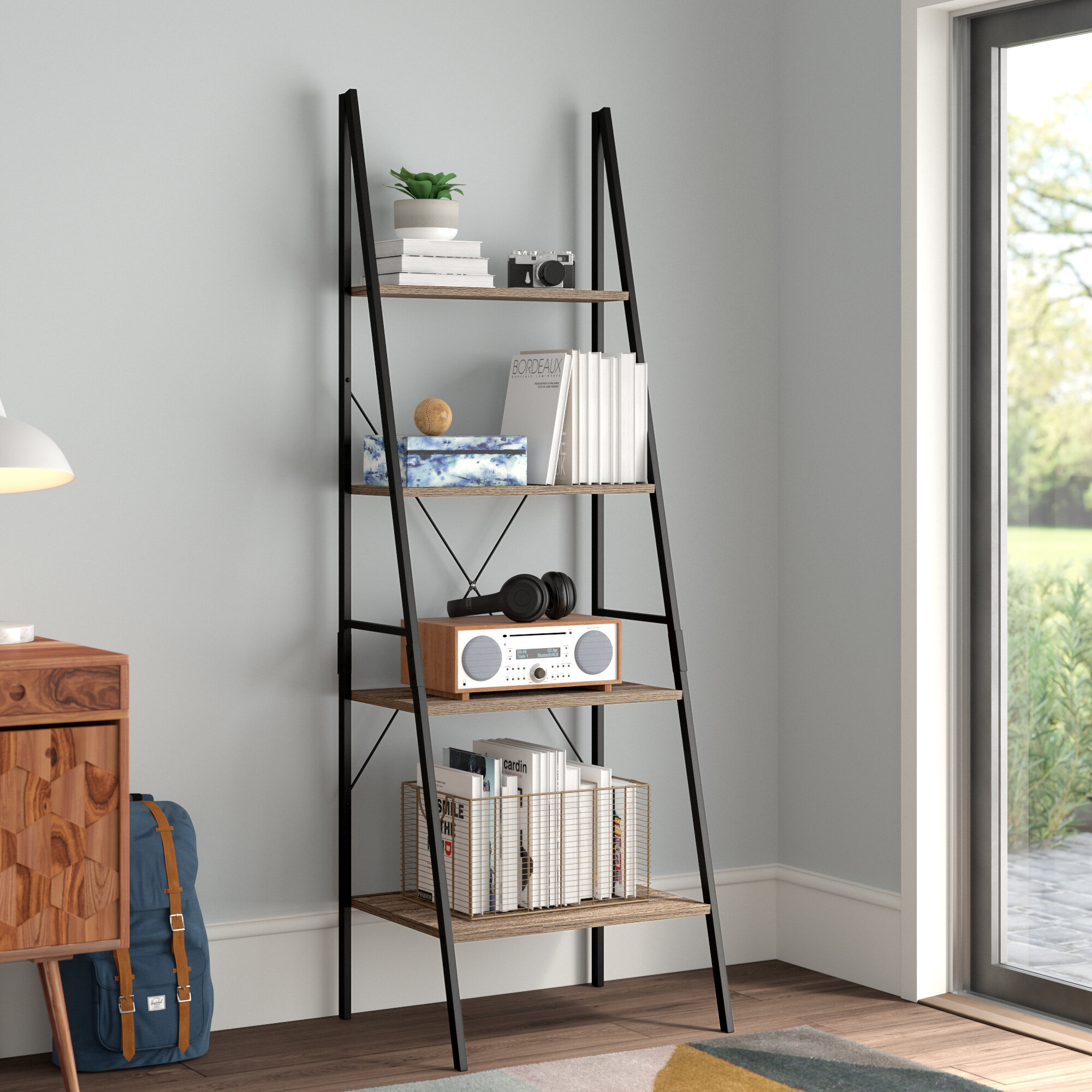 Hartleys Grey Bookcase Freestanding Storage Shelving Display Shelf Wooden Unit 