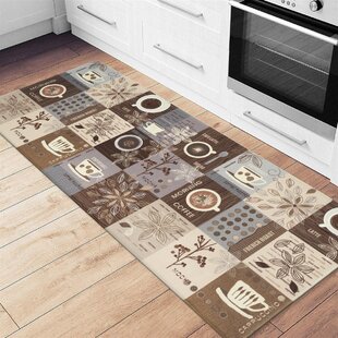 Kashi Home Rectangle Mat with Latex Back Coffee Bean Collection Kitchen Rug 20 by 40 