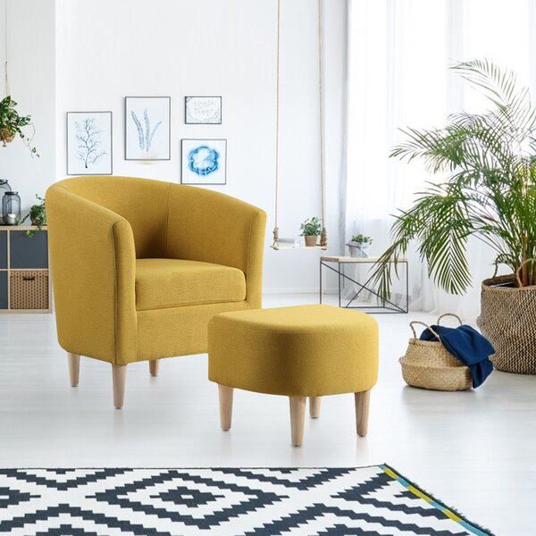 baskin fabric chair and ottoman