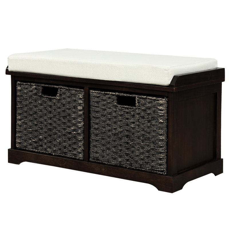 Breakwater Bay Rustic Storage Bench With 2 Removable ... Bamboo is known for being sturdy yet affordable and it also the cushion is made of polyester.