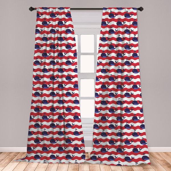Coral Navy Curtains Wayfair