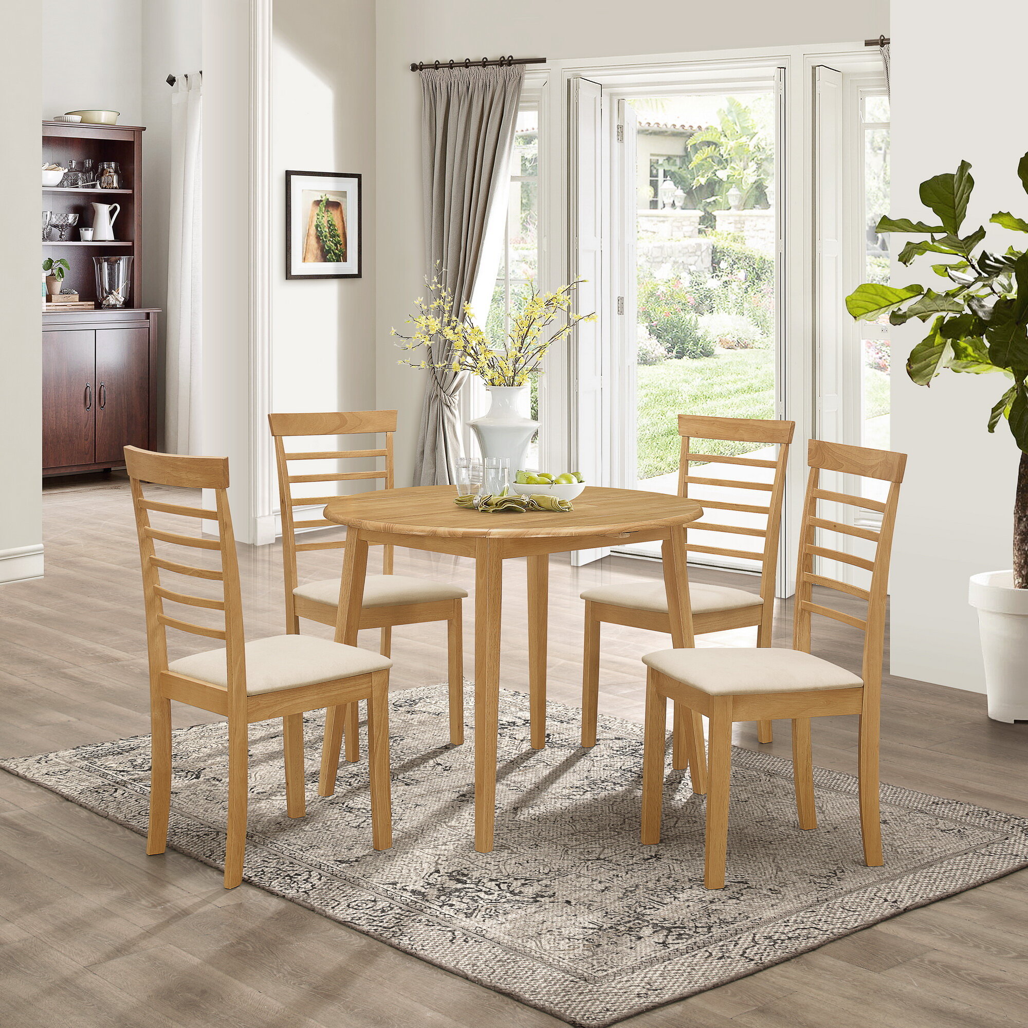 solid oak drop leaf table and chairs