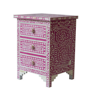Gurule 3 Drawers Nightstand by Bungalow Rose