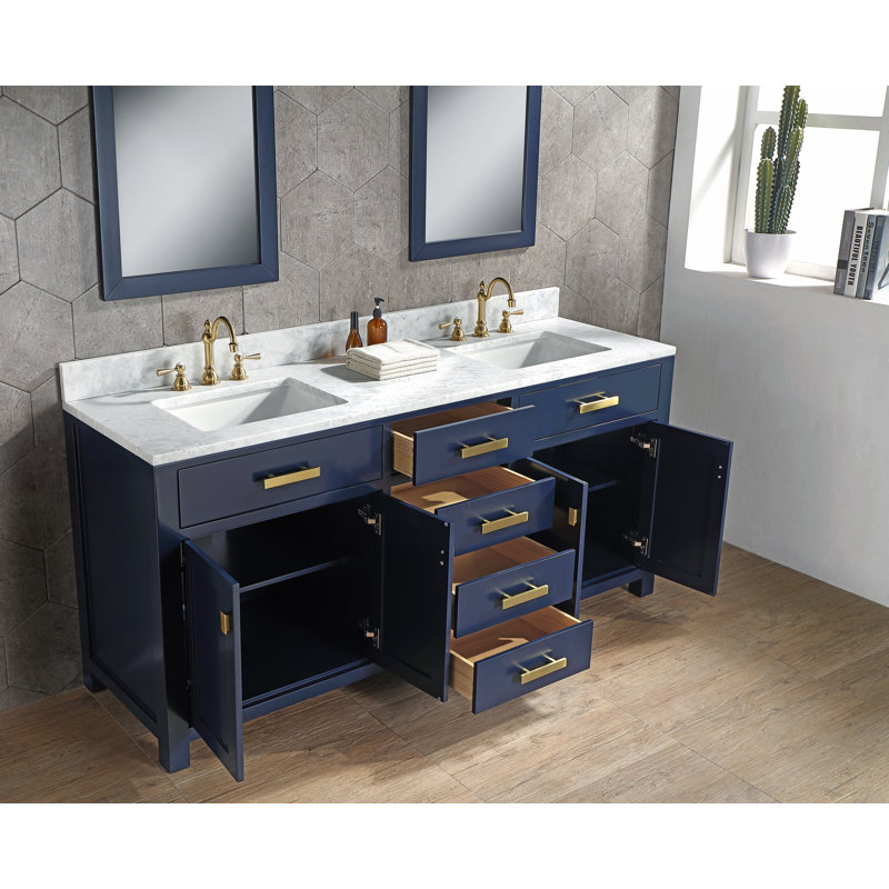 72 Monarch Blue Double Sink Bathroom Vanity Contemporary Bathroom Vanities And Sink Consoles By Water Creation