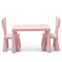 pink table and chairs