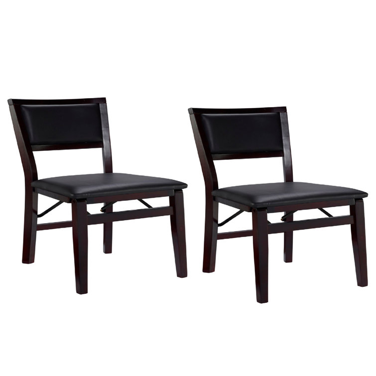 Benjara Solid Wood Padded Stackable Folding Chair Set of 2