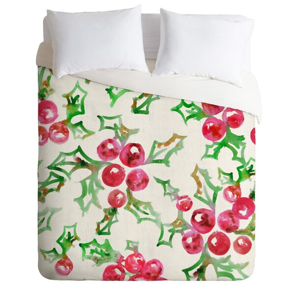 Xmas Green Flower Print Cotton Bedding Set Duvet Cover Pillowcases Full