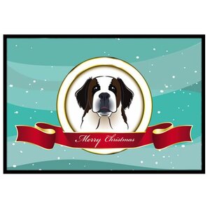 Saint Bernard Merry Christmas Doormat