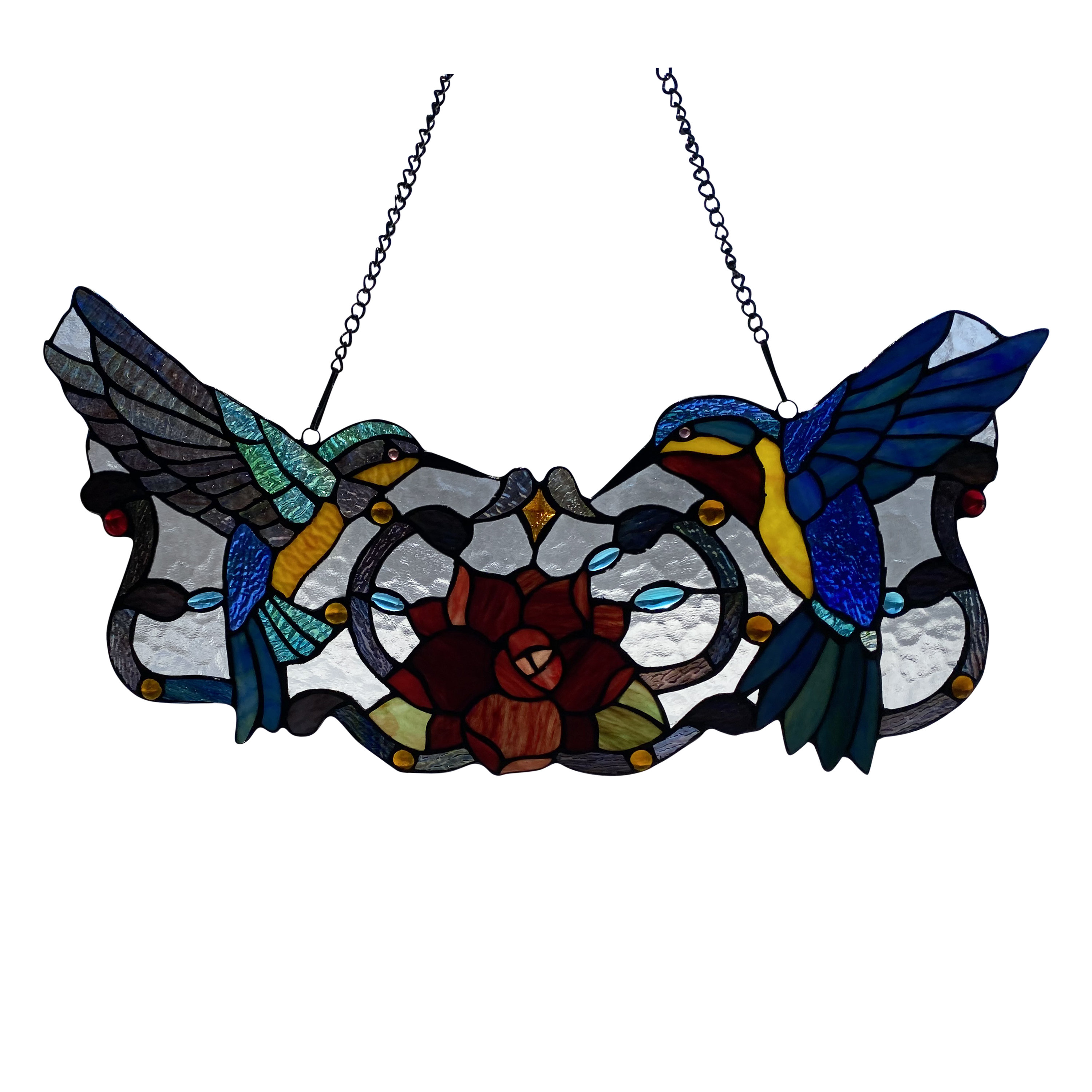 August Grove® Hummingbird Floral Tiffany Style Stained Glass Window