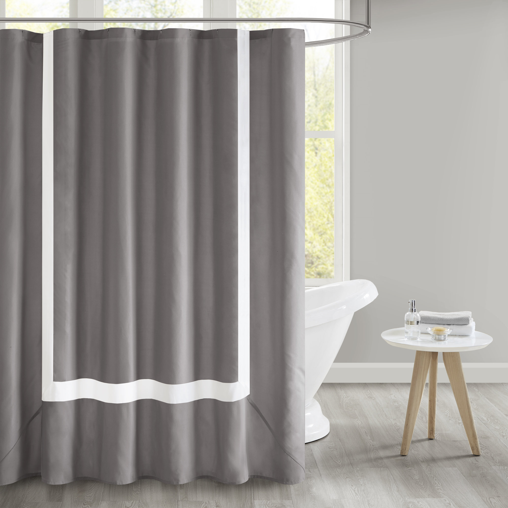 LB Beach Trestle Shower Curtain Liner Waterproof Fabric Bathroom Sets /& 12 Hooks