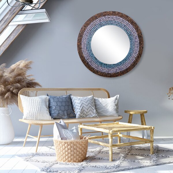 Wall Hanging Mirror Bedroom Mother of Pearl Inlay Oval Frame Home Wall Decor 