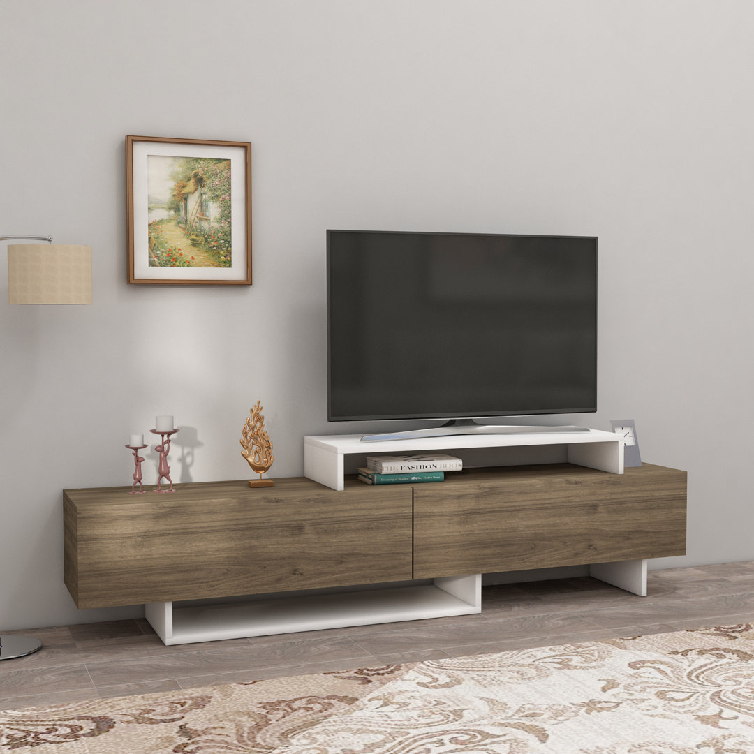 TV Stand and Entertainment Center Ivano - White - Walnut