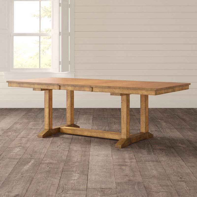 ian extendable solid wood dining table