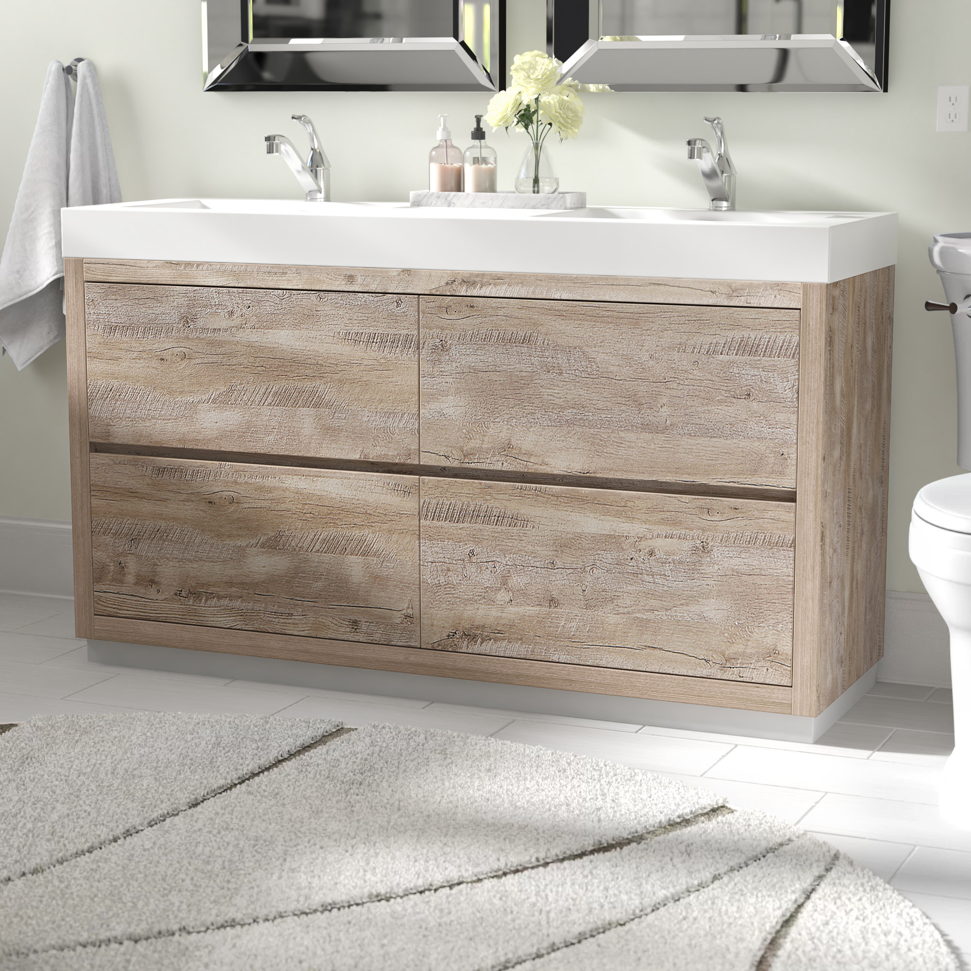 Wade Logan Malakai 60 Double Bathroom Vanity Set Reviews Wayfair