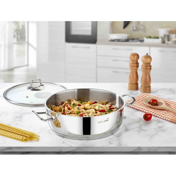 Saflon Stainless Steel Tri-Ply Bottom 8 Piece Cookware Set Induction Ready