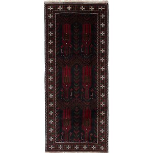 One-of-a-Kind Baluch Hand-Knotted Black/Red Area Rug