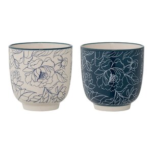 2 Piece Ceramic Floral Cup (Set of 4)