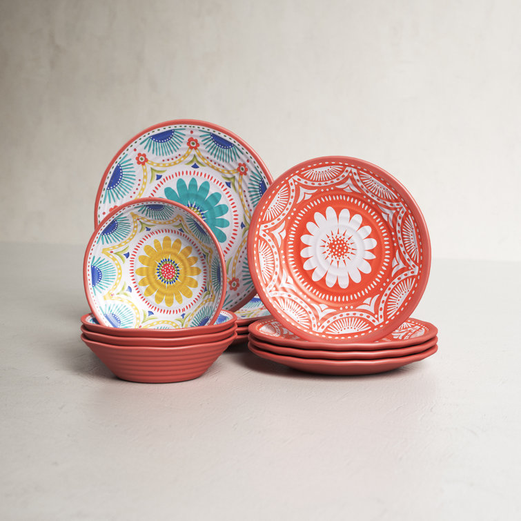 Dibenedetto 12 Piece Melamine Dinnerware Set, Service for 4