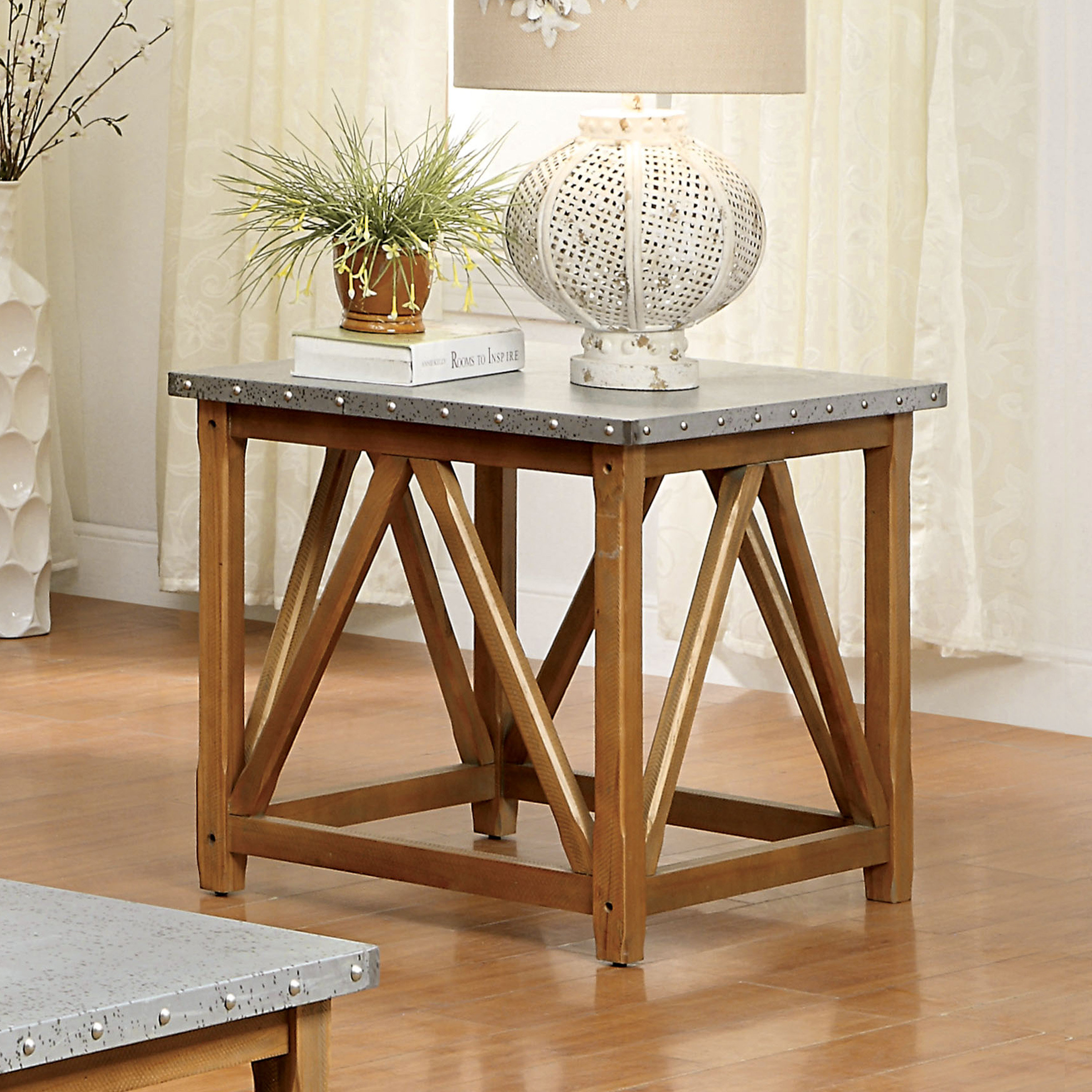 Gracie Oaks Aleah 24'' Tall Steel End Table & Reviews Wayfair