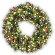 Golden Green Wakauto Christmas Ball Wreath with Feather Shatterproof Xmas Front Door Wreath Window Hanging Garland for Christmas Tree Hanging Decoration