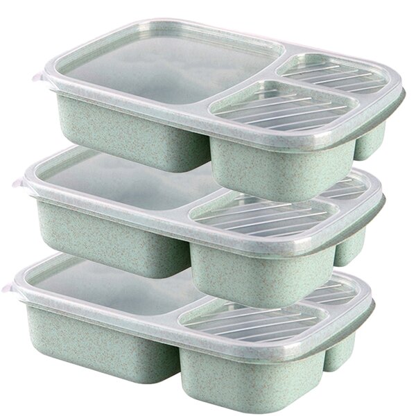Bento Lunch Food Box Container Plastic Single Layer Outdoor Picnic Lunch Storage 