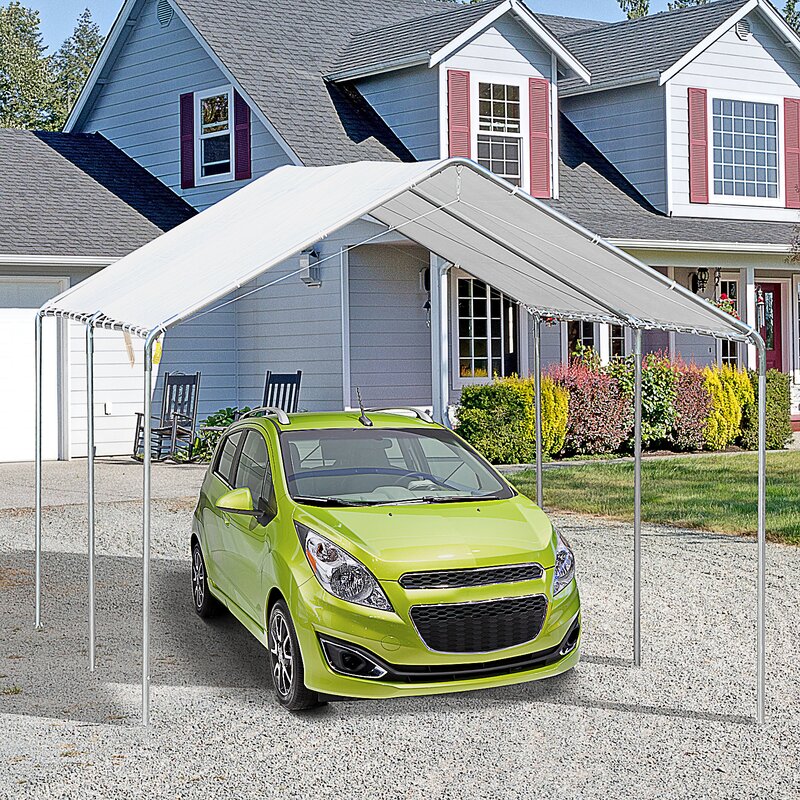 Shop Outsunny Heavy Duty Enclosed Vehicle Shelter Carport Overstock 18004822