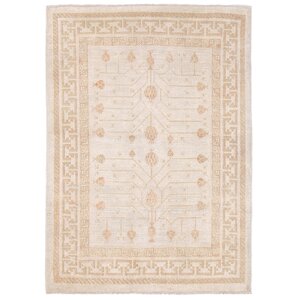 Vegetable Dye Hand-Knotted Ivory/Beige Area Rug