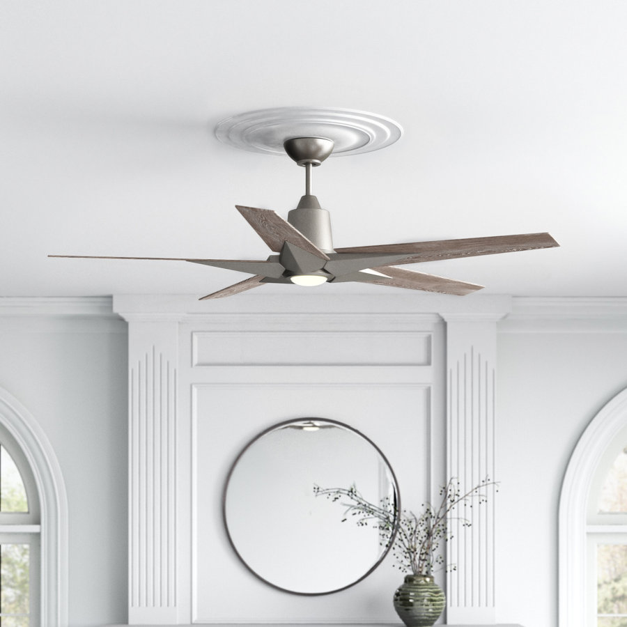 56" 5 - Blade LED Standard Ceiling Fan with Remote Control and Light Kit Included