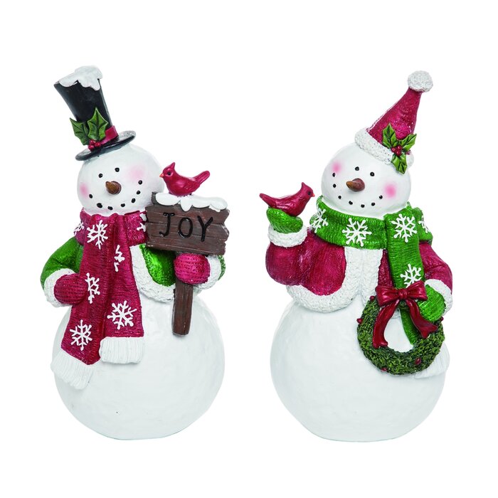 The Holiday Aisle® 2 Piece Resin Christmas Standing Snowman Set | Wayfair