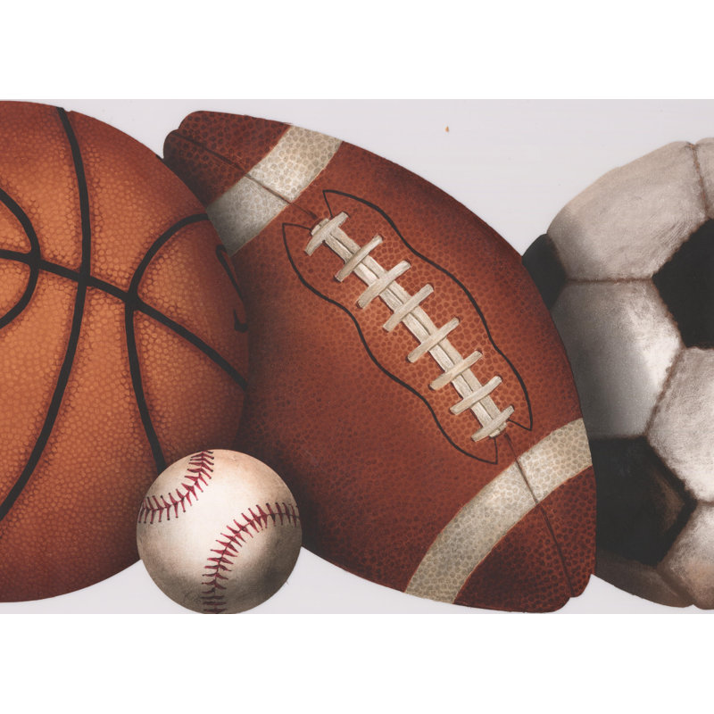 York Wallcoverings Football Baseball Soccer Basketball Balls