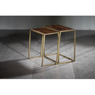 Timmie Wooden Iron 2 Piece Nesting Tables by Ivy Bronx