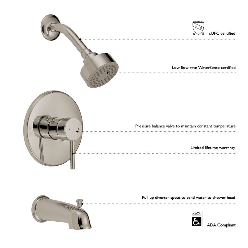 Design House Oakmont Tub Shower Faucet With Lever Handles With