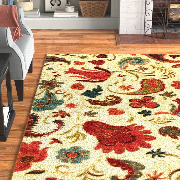 Andover Mills Santaclara Floral Tufted Red Beige Area Rug Reviews Wayfair