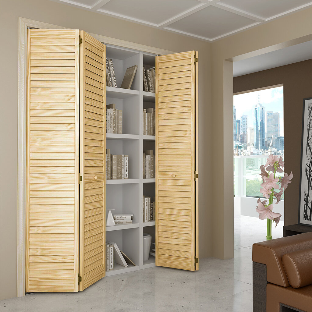 Kiby Louvered Wood Unfinished Bi Fold Door Wayfair