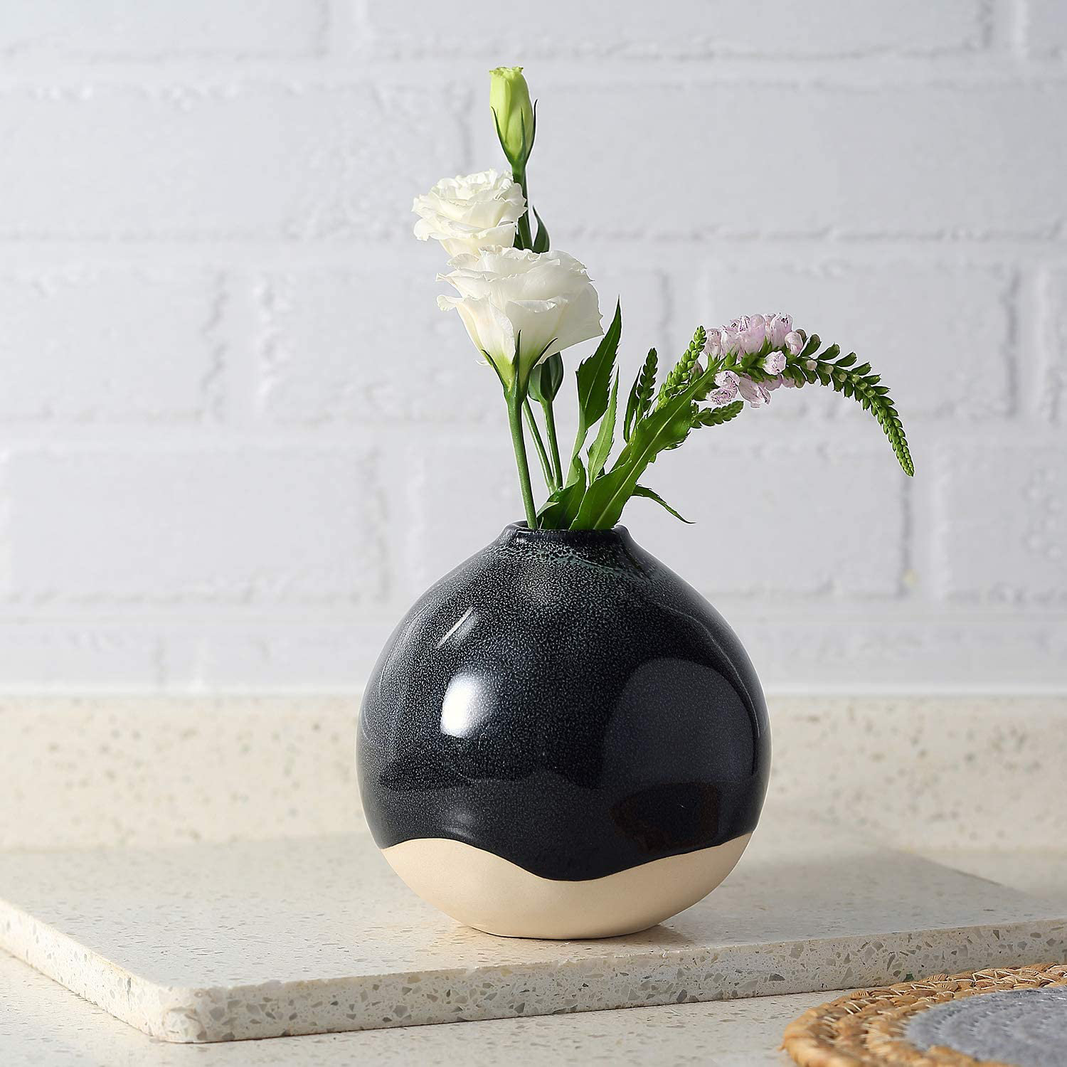 Farmhouse Ceramic Vase Flower Arrangement Modern Geometric Flower Container for Rustic Table Centerpiece Farmhouse Ceramic Vase Flower Arrangement Modern Geometric Flower Container for Rustic Table Centerpiece