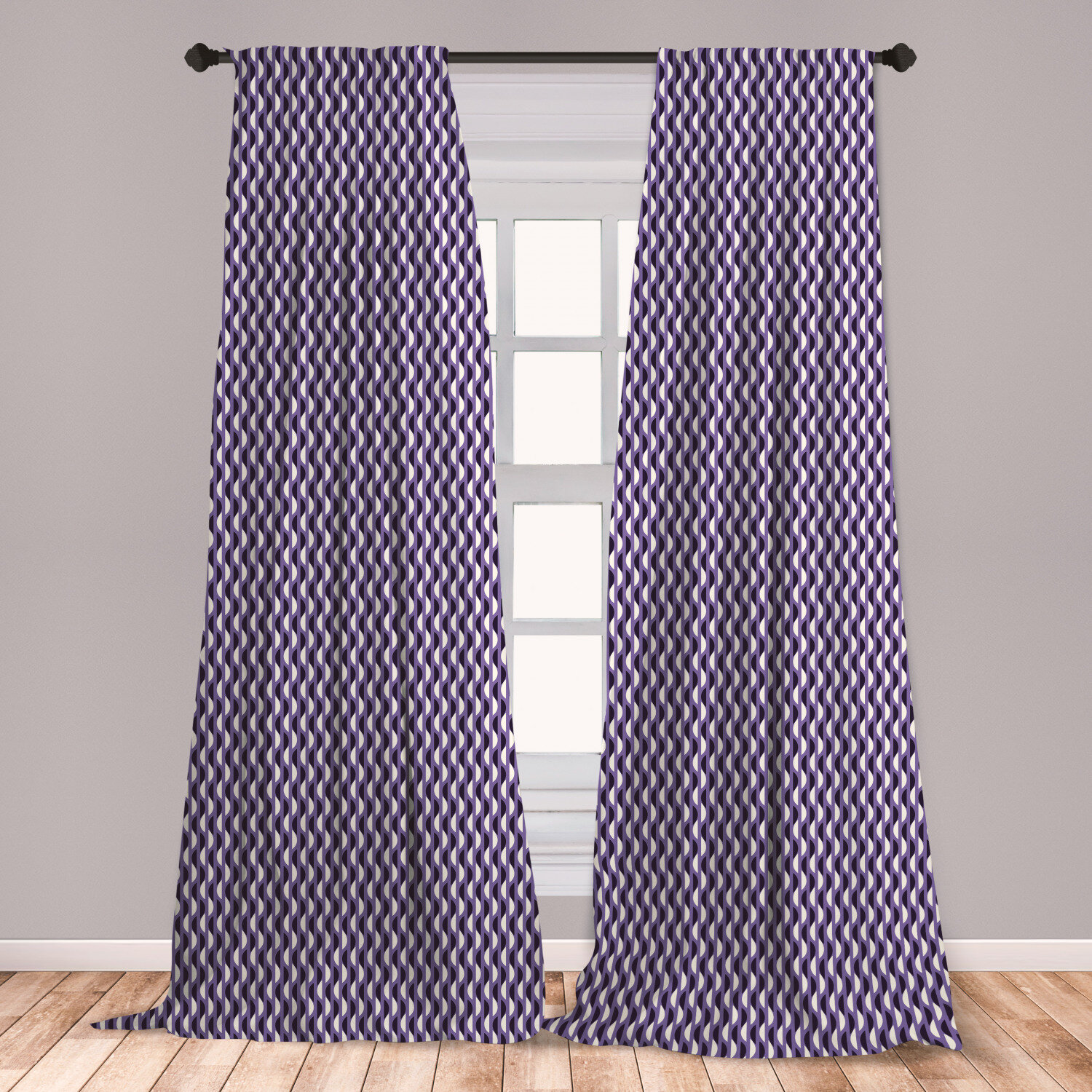 Ambesonne Geometric Curtains Vivid Half Circles Pattern Vertical Design Geometric Elements Window Treatments 2 Panel Set For Living Room Bedroom