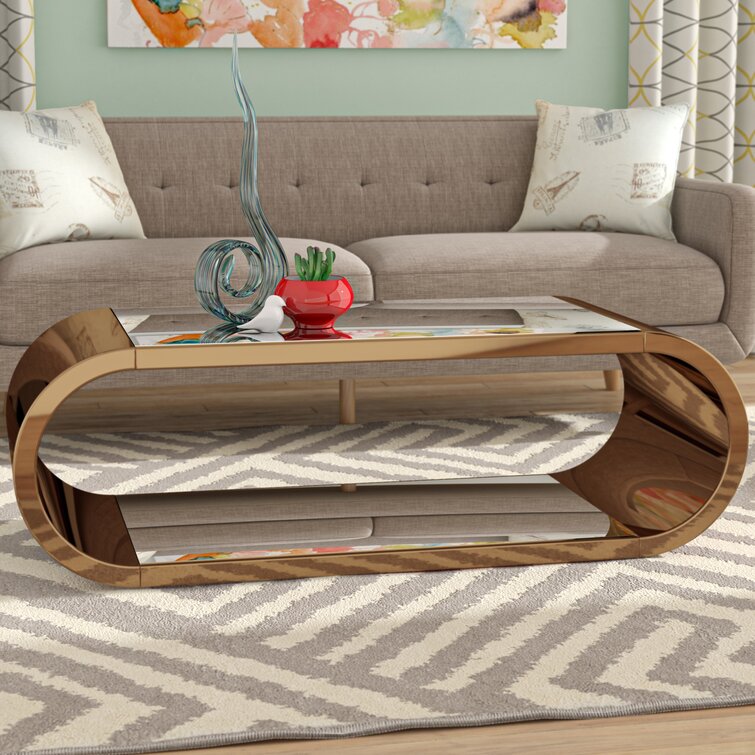 wayfair rose gold coffee table