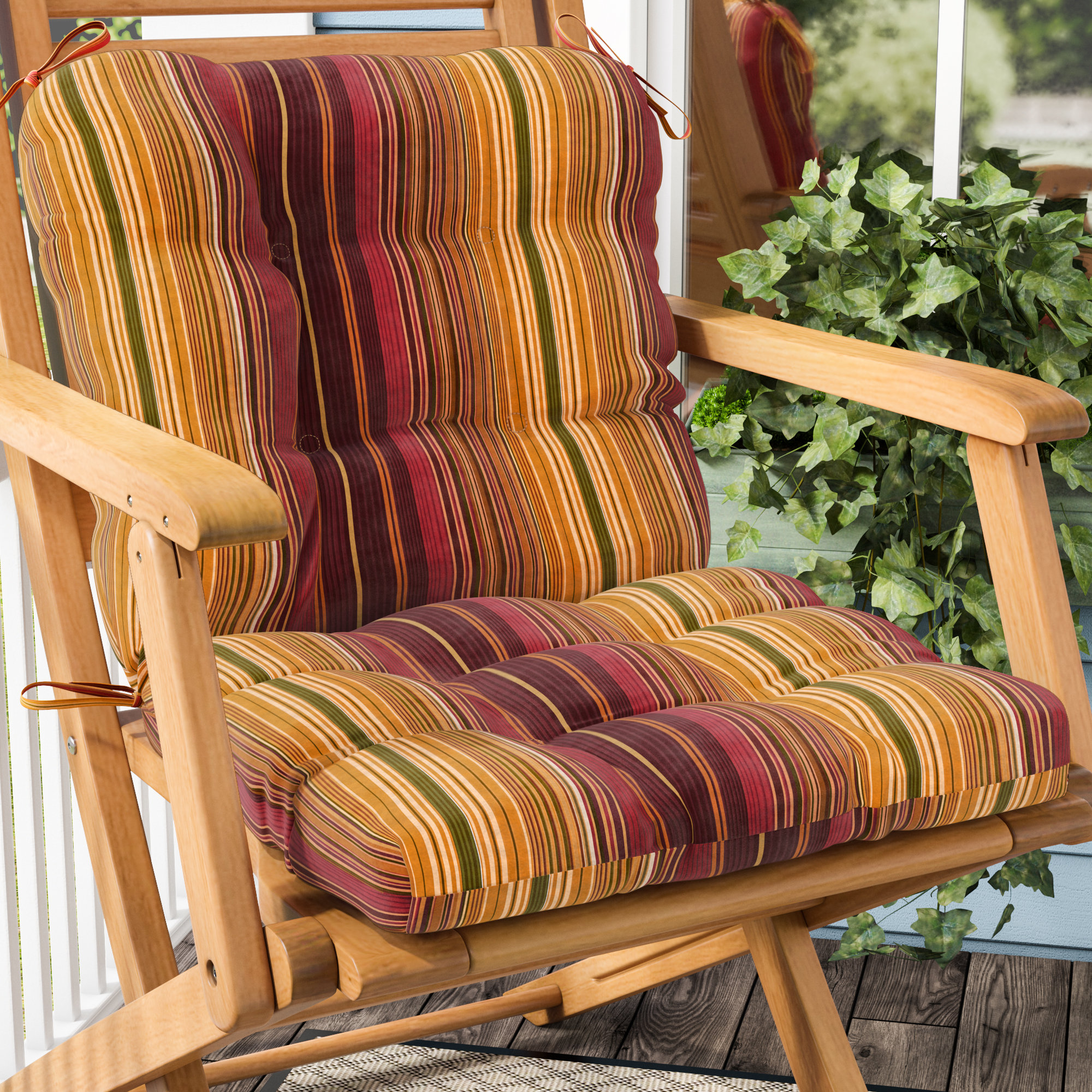 circle wooden chair with cushion