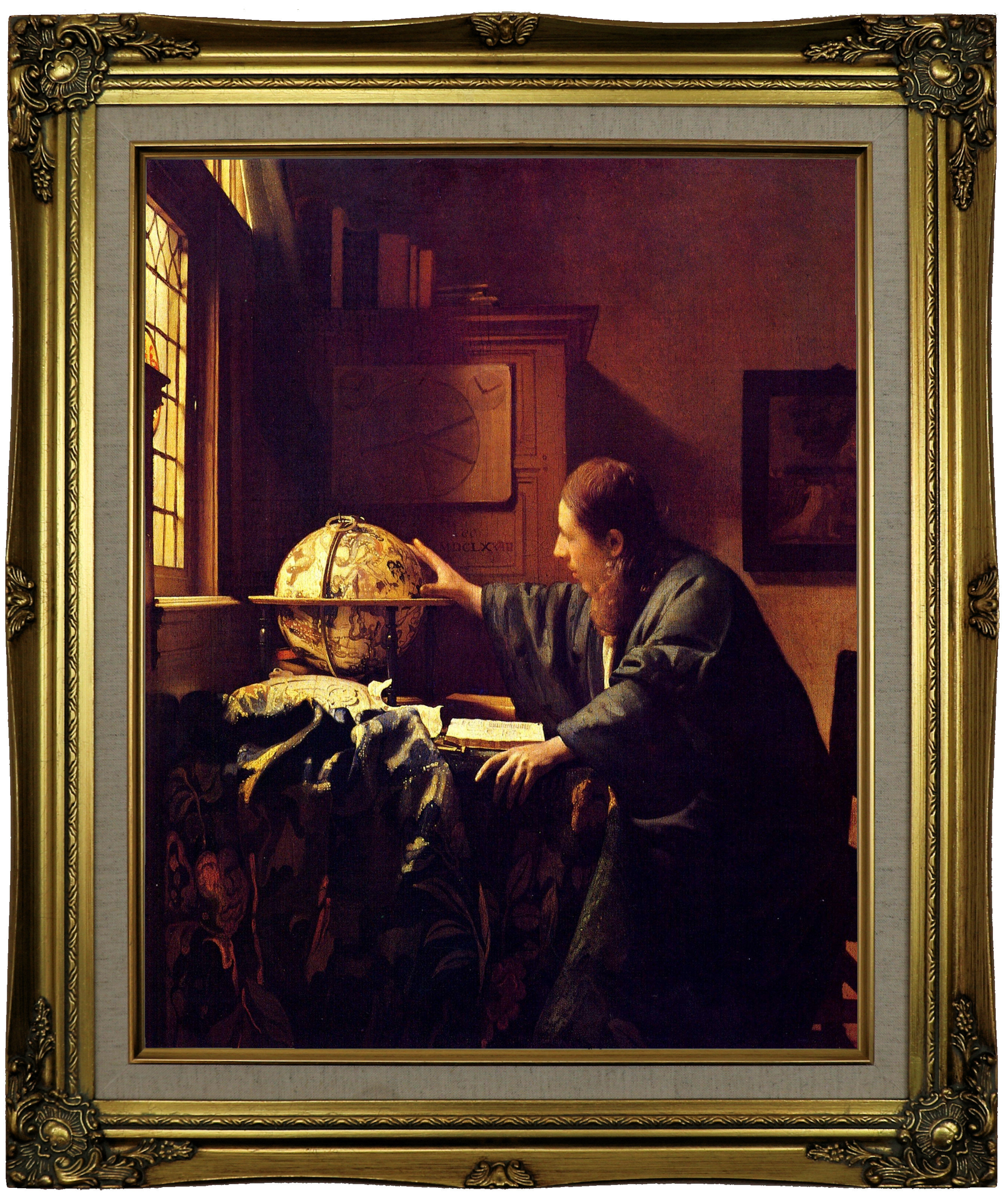 Vermeer The Geographer Wood Framed Canvas Print Repro 8x10