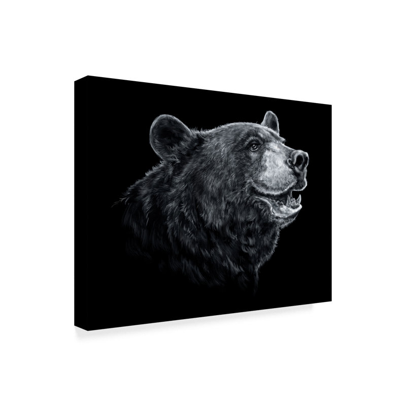 Millwood Pines Black White Black Bear Acrylic Painting Print On