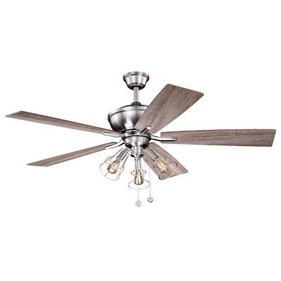 Vaxcel 52 Inch Clybourn 5 Blade Ceiling Fan Finish Satin Nickel