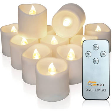 Led Flickering Flameless Votive Tea Lights Candles With Remote Control Set Of 12 
