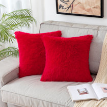 red furry pillows