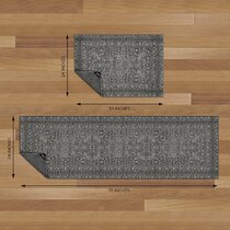 2-Piece Rug Set Bella Charcoal GelPro Nevermove Artisan Machine-Washable Chenille Textured GellyGrippers